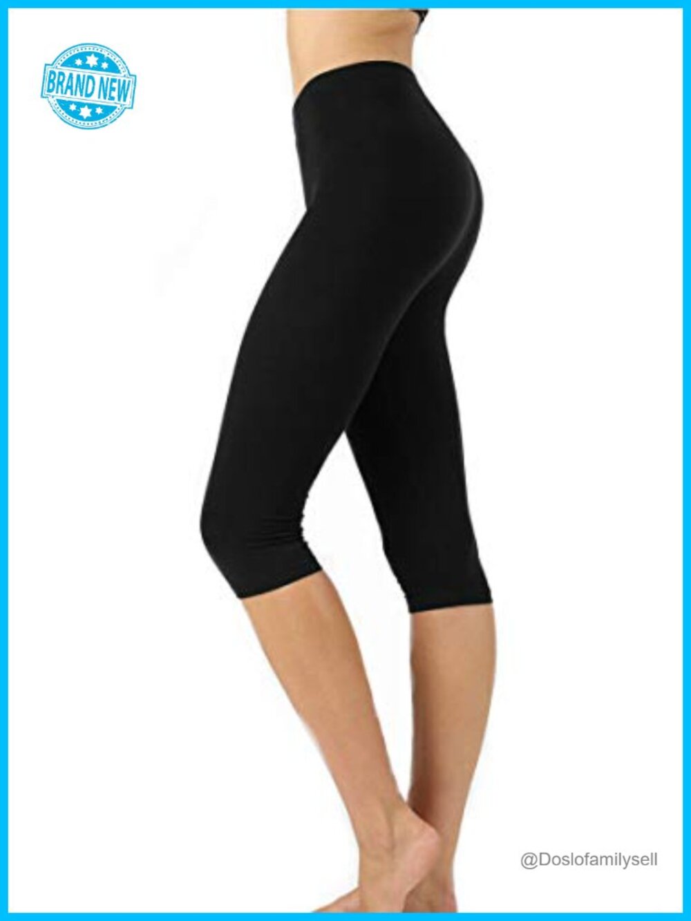 Premium Cotton Capri Leggings High Rise Not See Through 15 Inch Inseam
